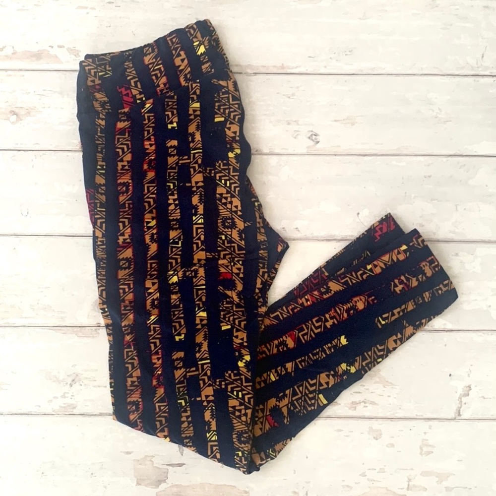 Lularoe Women’s Printed Leggings OS Navy Blue Native Aztec Print